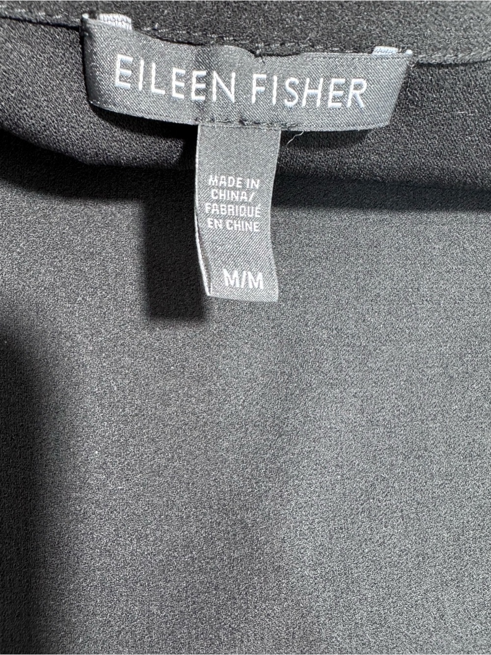 Eileen Fisher Womens M Black 100% Silk Tunic Dress High Side Slits Long Sleeve - Picture 12 of 13